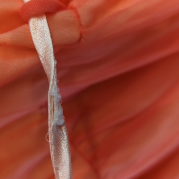 Vintage Coral Chiffon Fairycore Dress Sheer See Through Strappy Y2K Romance - Picture 13 of 15